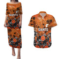 Personalized Greater Western Sydney Giants Couples Matching Puletasi and Hawaiian Shirt Aboriginal Dot Painting Graffiti Style