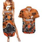 Personalized Greater Western Sydney Giants Couples Matching Summer Maxi Dress and Hawaiian Shirt Aboriginal Dot Painting Graffiti Style