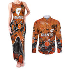 Personalized Greater Western Sydney Giants Couples Matching Tank Maxi Dress and Long Sleeve Button Shirt Aboriginal Dot Painting Graffiti Style