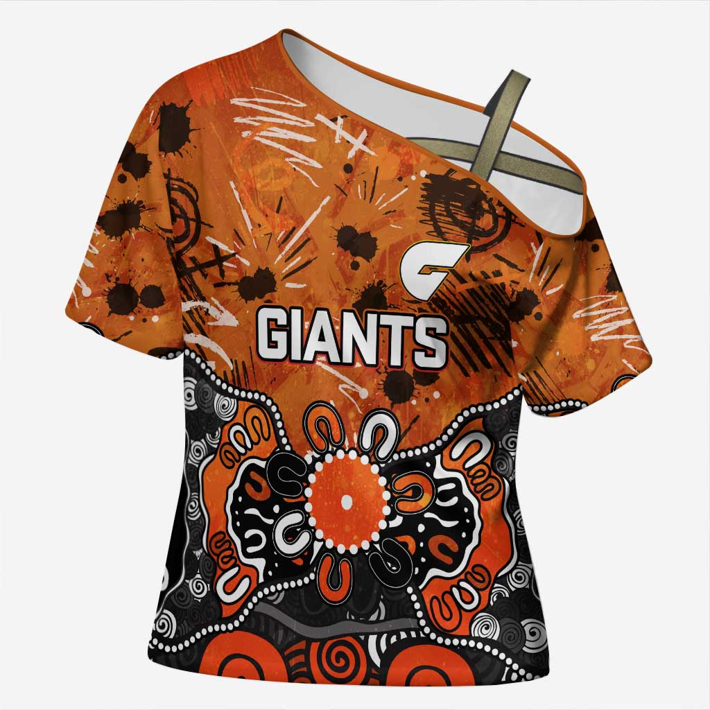 Personalized Greater Western Sydney Giants Cross Shoulder Shirt Aboriginal Dot Painting Graffiti Style