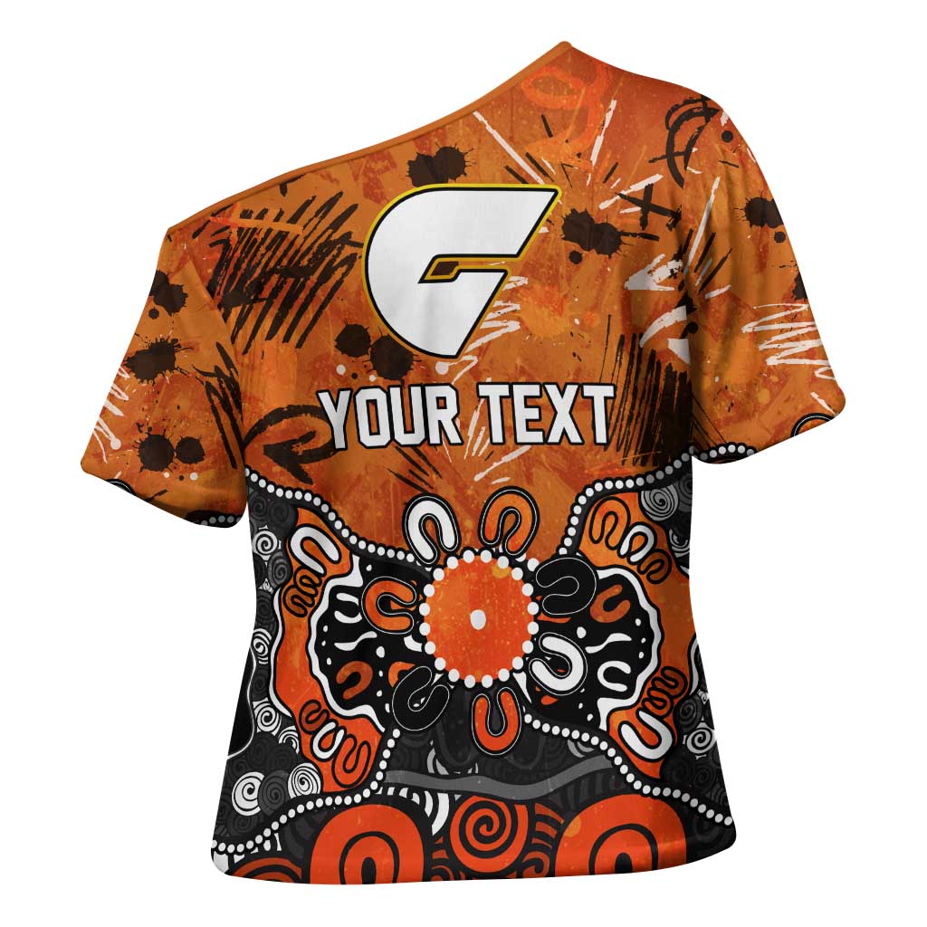 Personalized Greater Western Sydney Giants Cross Shoulder Shirt Aboriginal Dot Painting Graffiti Style