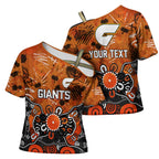 Personalized Greater Western Sydney Giants Cross Shoulder Shirt Aboriginal Dot Painting Graffiti Style