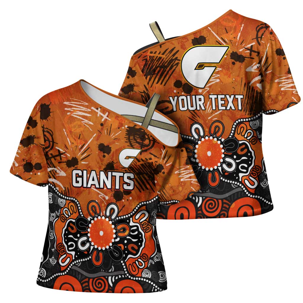 Personalized Greater Western Sydney Giants Cross Shoulder Shirt Aboriginal Dot Painting Graffiti Style