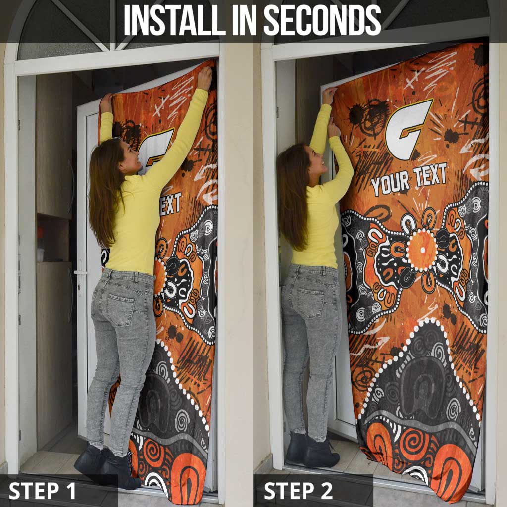 Personalized Greater Western Sydney Giants Door Cover Aboriginal Dot Painting Graffiti Style