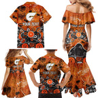 Personalized Greater Western Sydney Giants Family Matching Mermaid Dress and Hawaiian Shirt Aboriginal Dot Painting Graffiti Style