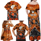 Personalized Greater Western Sydney Giants Family Matching Off Shoulder Maxi Dress and Hawaiian Shirt Aboriginal Dot Painting Graffiti Style