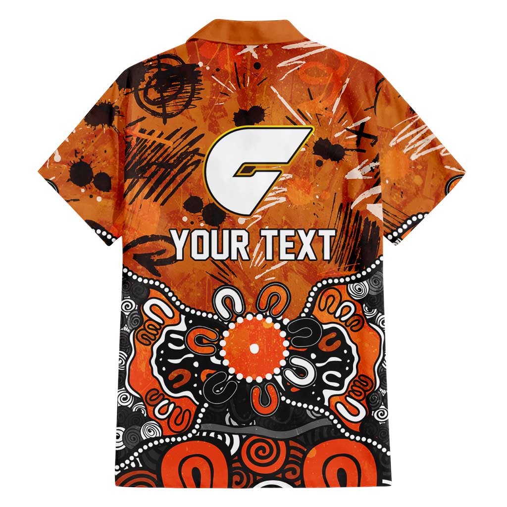 Personalized Greater Western Sydney Giants Family Matching Off Shoulder Maxi Dress and Hawaiian Shirt Aboriginal Dot Painting Graffiti Style