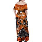 Personalized Greater Western Sydney Giants Family Matching Off Shoulder Maxi Dress and Hawaiian Shirt Aboriginal Dot Painting Graffiti Style