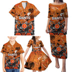 Personalized Greater Western Sydney Giants Family Matching Puletasi and Hawaiian Shirt Aboriginal Dot Painting Graffiti Style