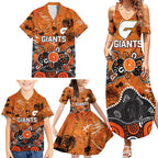 Personalized Greater Western Sydney Giants Family Matching Summer Maxi Dress and Hawaiian Shirt Aboriginal Dot Painting Graffiti Style