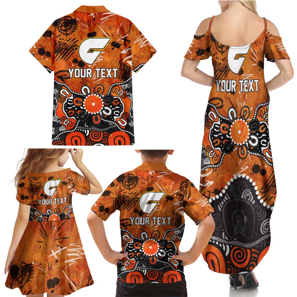 Personalized Greater Western Sydney Giants Family Matching Summer Maxi Dress and Hawaiian Shirt Aboriginal Dot Painting Graffiti Style