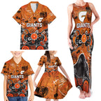 Personalized Greater Western Sydney Giants Family Matching Tank Maxi Dress and Hawaiian Shirt Aboriginal Dot Painting Graffiti Style