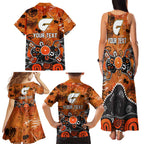 Personalized Greater Western Sydney Giants Family Matching Tank Maxi Dress and Hawaiian Shirt Aboriginal Dot Painting Graffiti Style