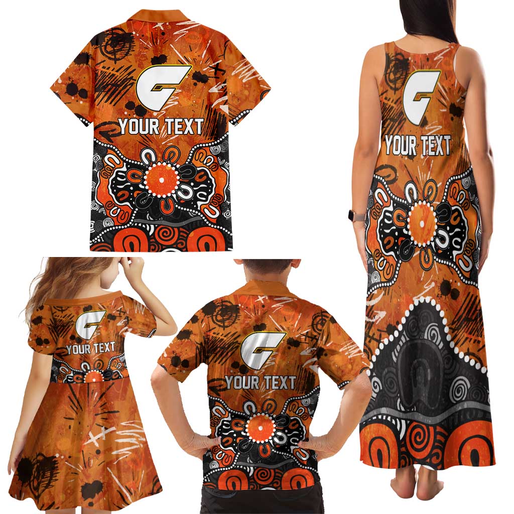 Personalized Greater Western Sydney Giants Family Matching Tank Maxi Dress and Hawaiian Shirt Aboriginal Dot Painting Graffiti Style
