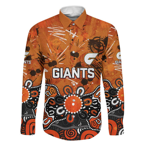 Personalized Greater Western Sydney Giants Family Matching Tank Maxi Dress and Hawaiian Shirt Aboriginal Dot Painting Graffiti Style