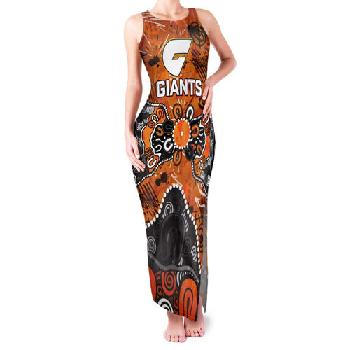 Personalized Greater Western Sydney Giants Family Matching Tank Maxi Dress and Hawaiian Shirt Aboriginal Dot Painting Graffiti Style