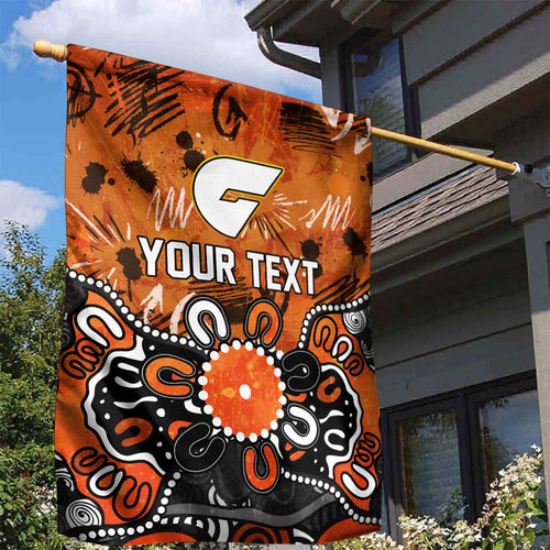 Personalized Greater Western Sydney Giants Garden Flag Aboriginal Dot Painting Graffiti Style