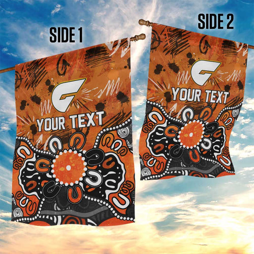 Personalized Greater Western Sydney Giants Garden Flag Aboriginal Dot Painting Graffiti Style
