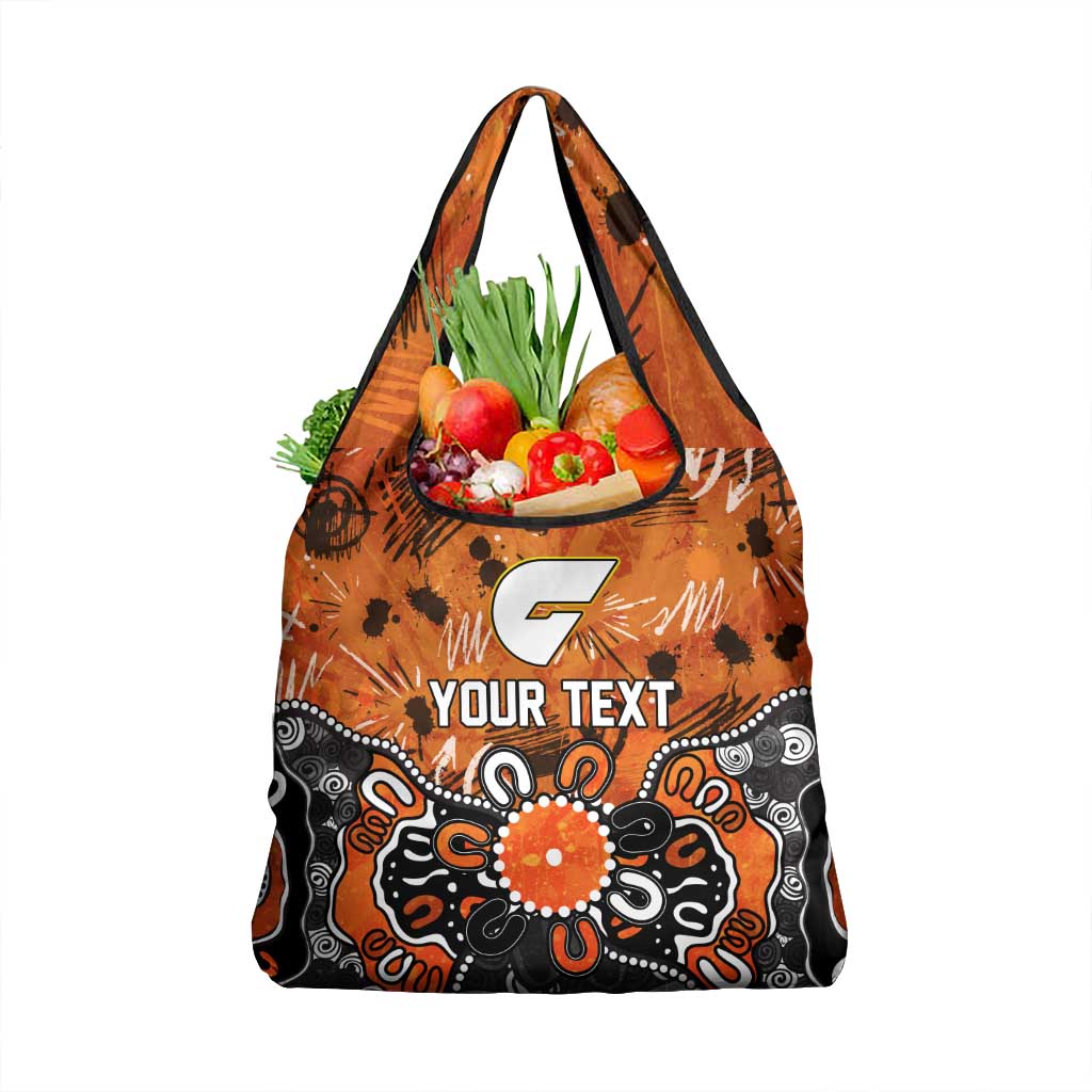Personalized Greater Western Sydney Giants Grocery Bag Aboriginal Dot Painting Graffiti Style