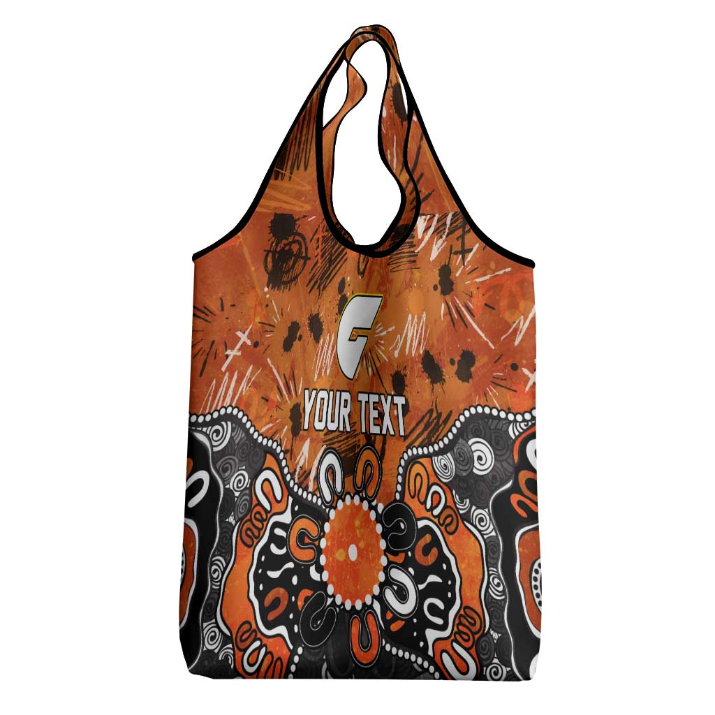 Personalized Greater Western Sydney Giants Grocery Bag Aboriginal Dot Painting Graffiti Style