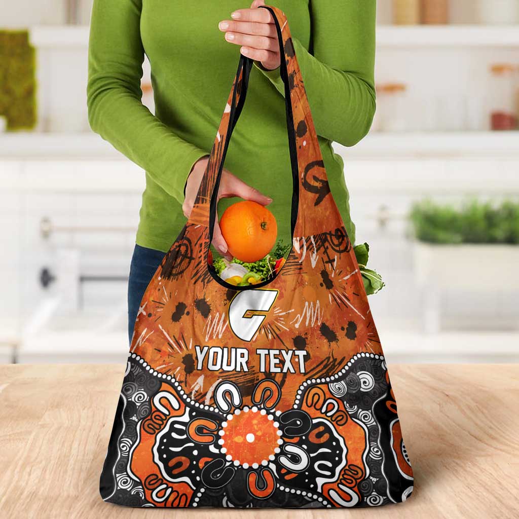 Personalized Greater Western Sydney Giants Grocery Bag Aboriginal Dot Painting Graffiti Style