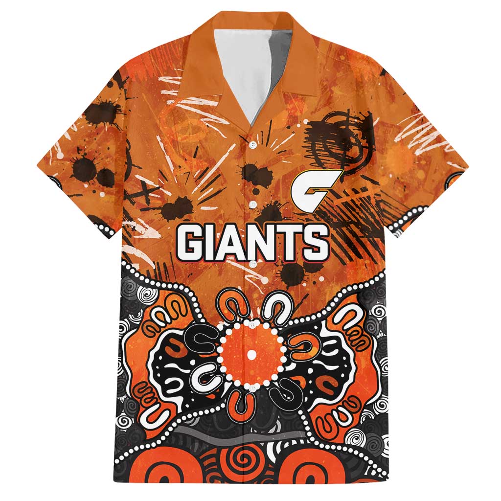 Personalized Greater Western Sydney Giants Hawaiian Shirt Aboriginal Dot Painting Graffiti Style