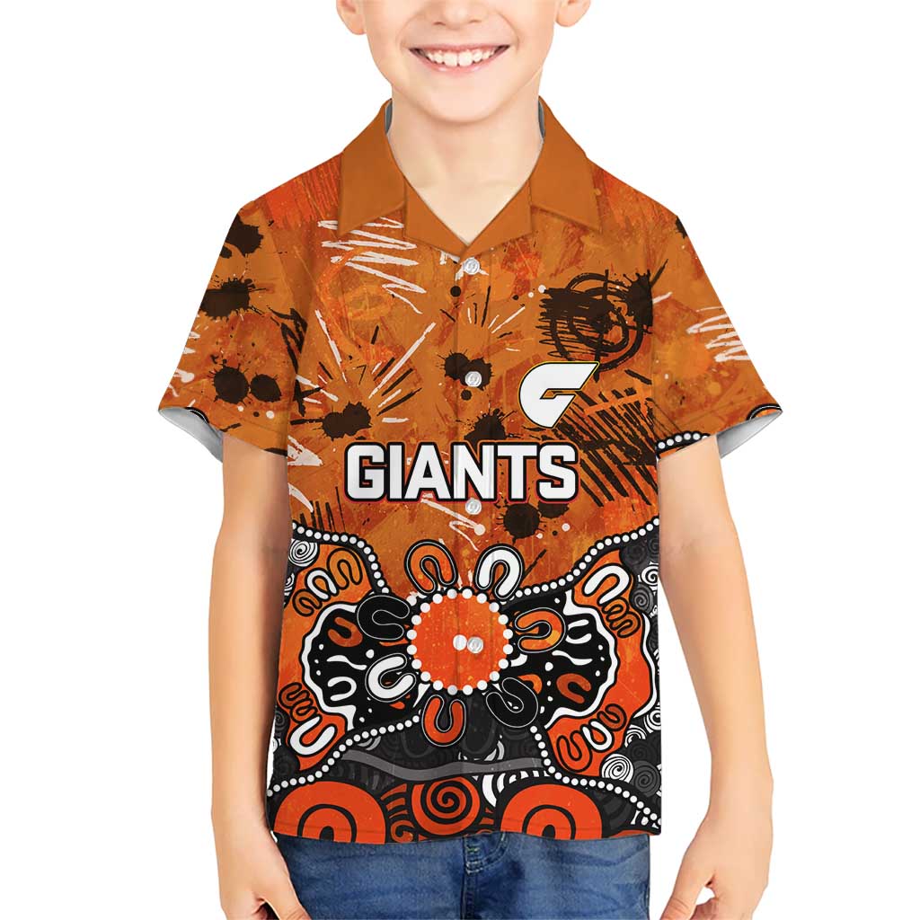 Personalized Greater Western Sydney Giants Hawaiian Shirt Aboriginal Dot Painting Graffiti Style