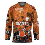 Personalized Greater Western Sydney Giants Hockey Jersey Aboriginal Dot Painting Graffiti Style