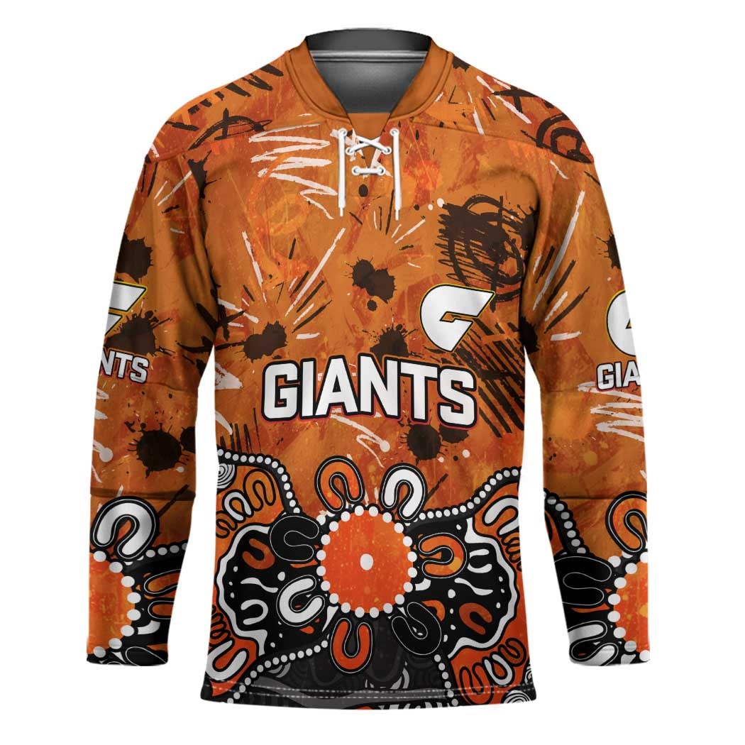 Personalized Greater Western Sydney Giants Hockey Jersey Aboriginal Dot Painting Graffiti Style