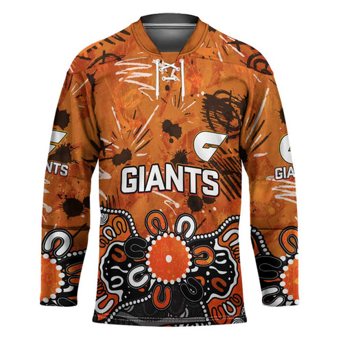 Personalized Greater Western Sydney Giants Hockey Jersey Aboriginal Dot Painting Graffiti Style