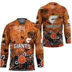 Personalized Greater Western Sydney Giants Hockey Jersey Aboriginal Dot Painting Graffiti Style