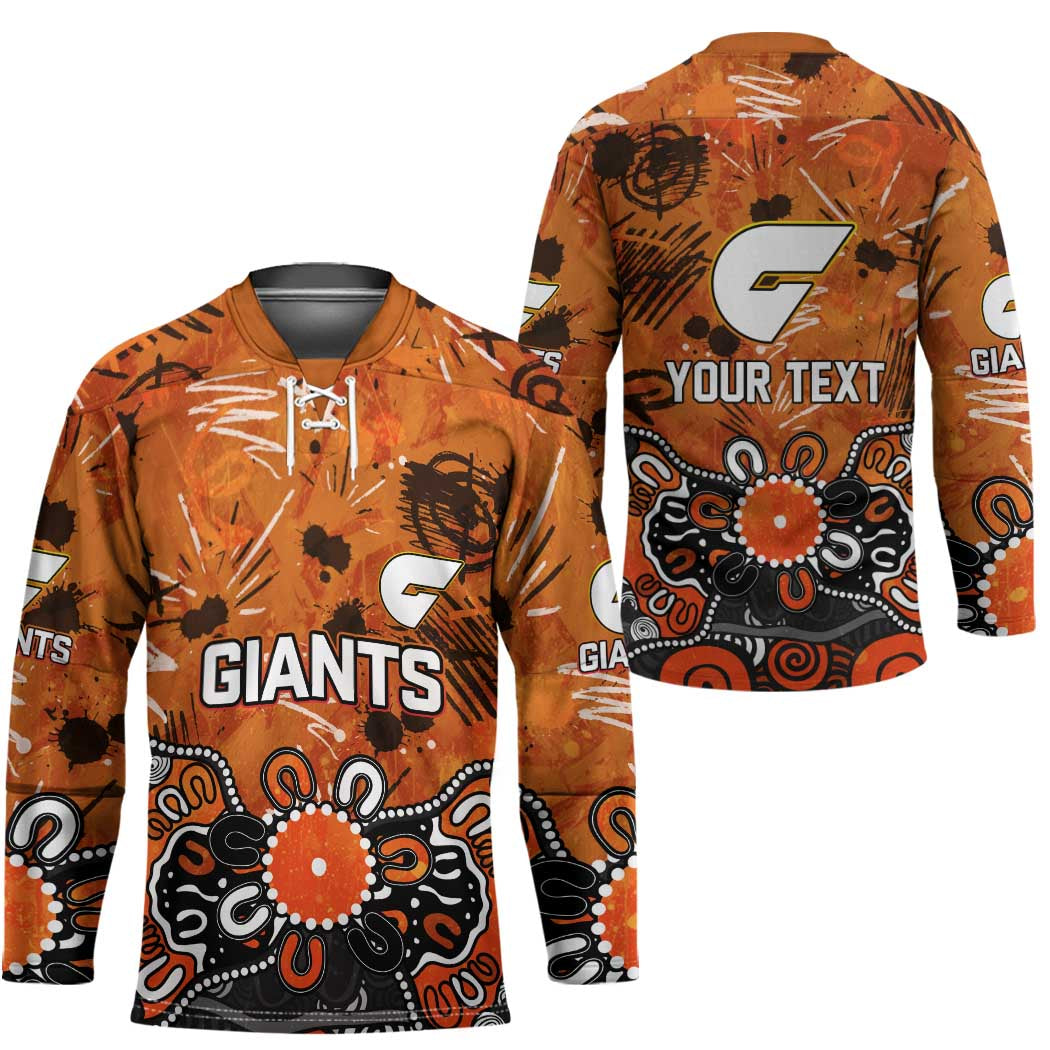Personalized Greater Western Sydney Giants Hockey Jersey Aboriginal Dot Painting Graffiti Style