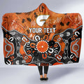 Personalized Greater Western Sydney Giants Hooded Blanket Aboriginal Dot Painting Graffiti Style