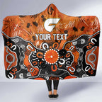 Personalized Greater Western Sydney Giants Hooded Blanket Aboriginal Dot Painting Graffiti Style