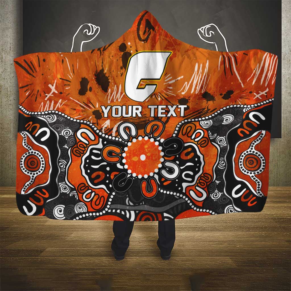 Personalized Greater Western Sydney Giants Hooded Blanket Aboriginal Dot Painting Graffiti Style