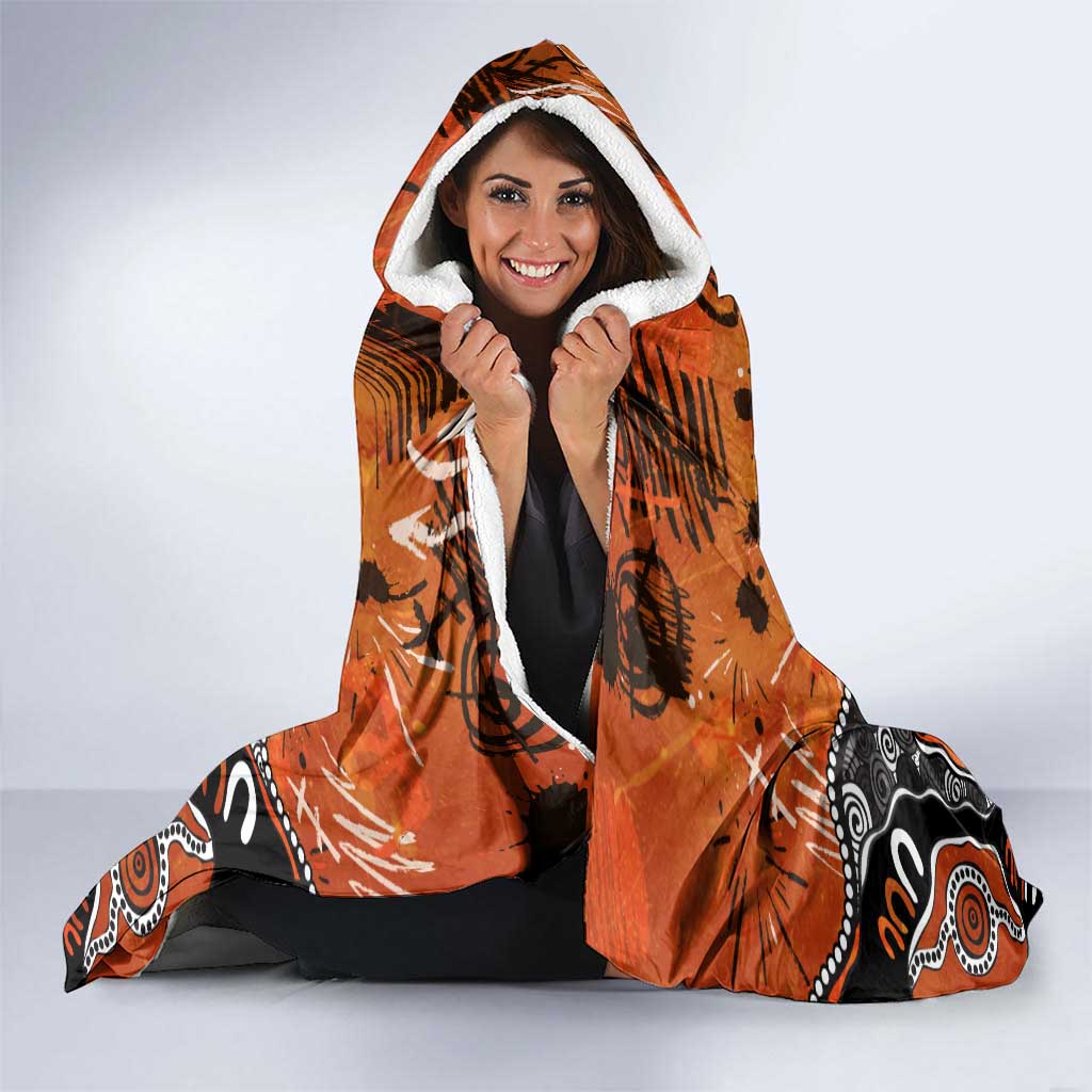 Personalized Greater Western Sydney Giants Hooded Blanket Aboriginal Dot Painting Graffiti Style