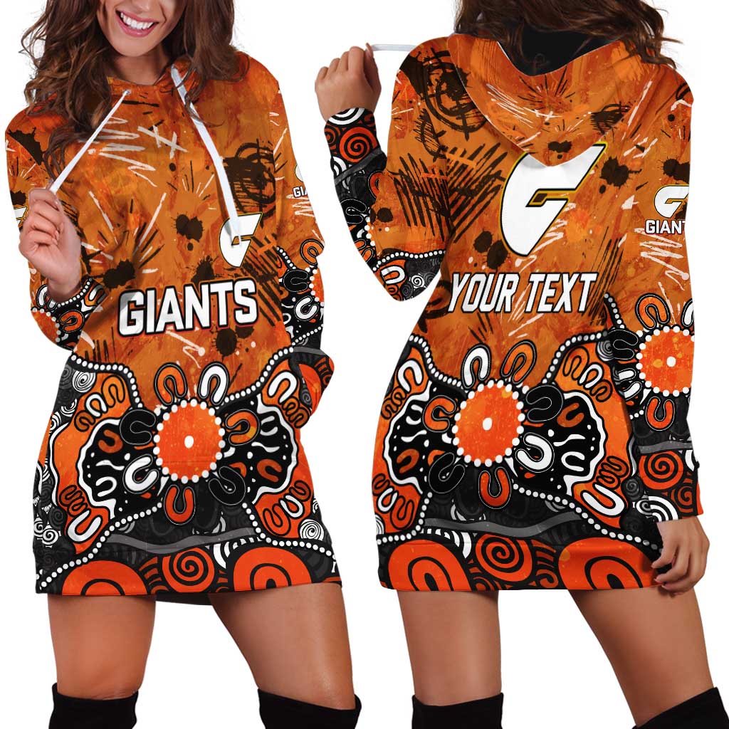 Personalized Greater Western Sydney Giants Hoodie Dress Aboriginal Dot Painting Graffiti Style