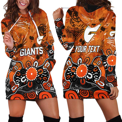 Personalized Greater Western Sydney Giants Hoodie Dress Aboriginal Dot Painting Graffiti Style