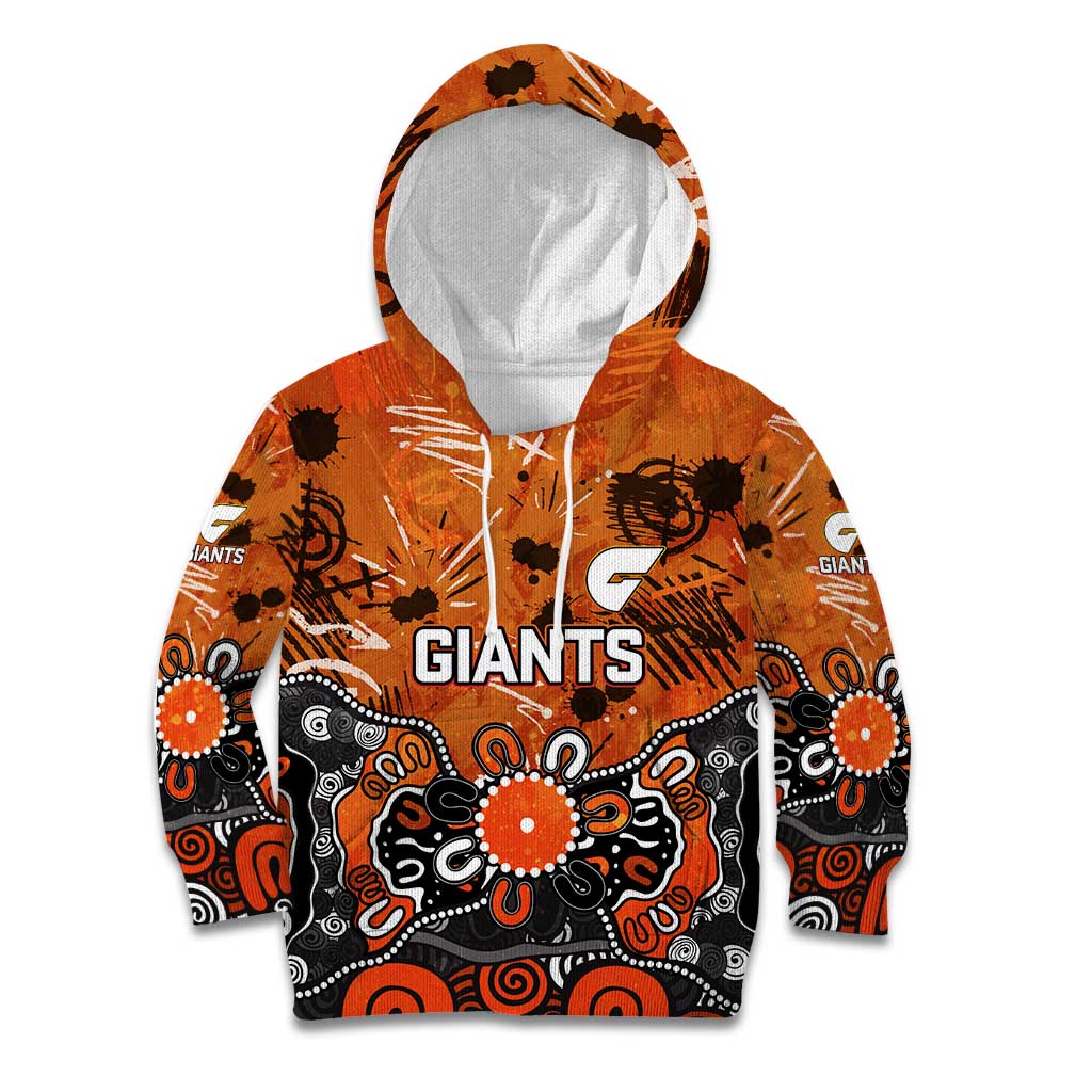 Personalized Greater Western Sydney Giants Kid Hoodie Aboriginal Dot Painting Graffiti Style