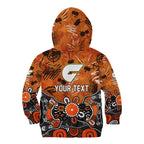 Personalized Greater Western Sydney Giants Kid Hoodie Aboriginal Dot Painting Graffiti Style