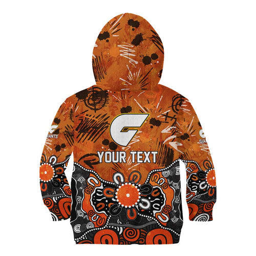 Personalized Greater Western Sydney Giants Kid Hoodie Aboriginal Dot Painting Graffiti Style