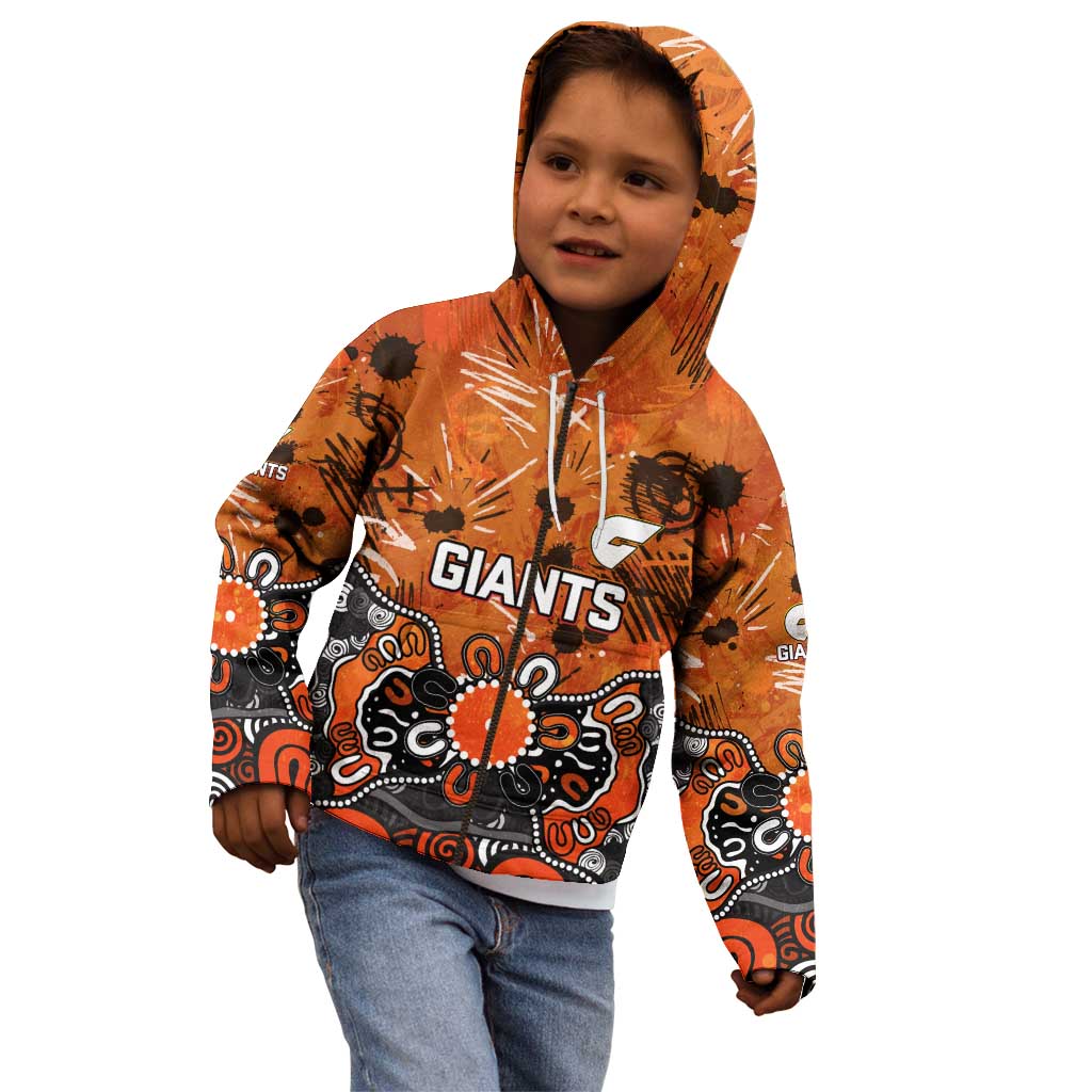 Personalized Greater Western Sydney Giants Kid Hoodie Aboriginal Dot Painting Graffiti Style