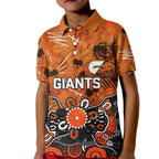 Personalized Greater Western Sydney Giants Kid Polo Shirt Aboriginal Dot Painting Graffiti Style