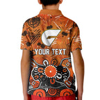 Personalized Greater Western Sydney Giants Kid Polo Shirt Aboriginal Dot Painting Graffiti Style