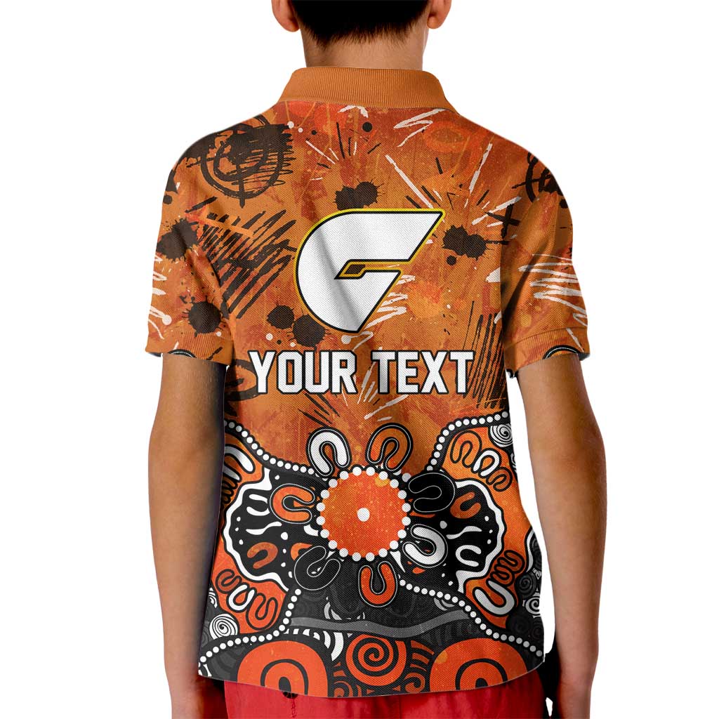 Personalized Greater Western Sydney Giants Kid Polo Shirt Aboriginal Dot Painting Graffiti Style