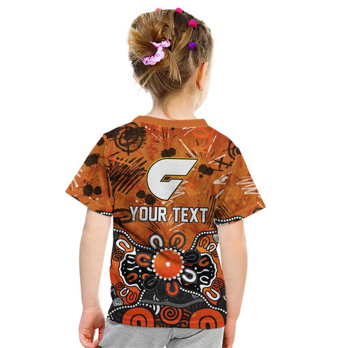 Personalized Greater Western Sydney Giants Kid T Shirt Aboriginal Dot Painting Graffiti Style