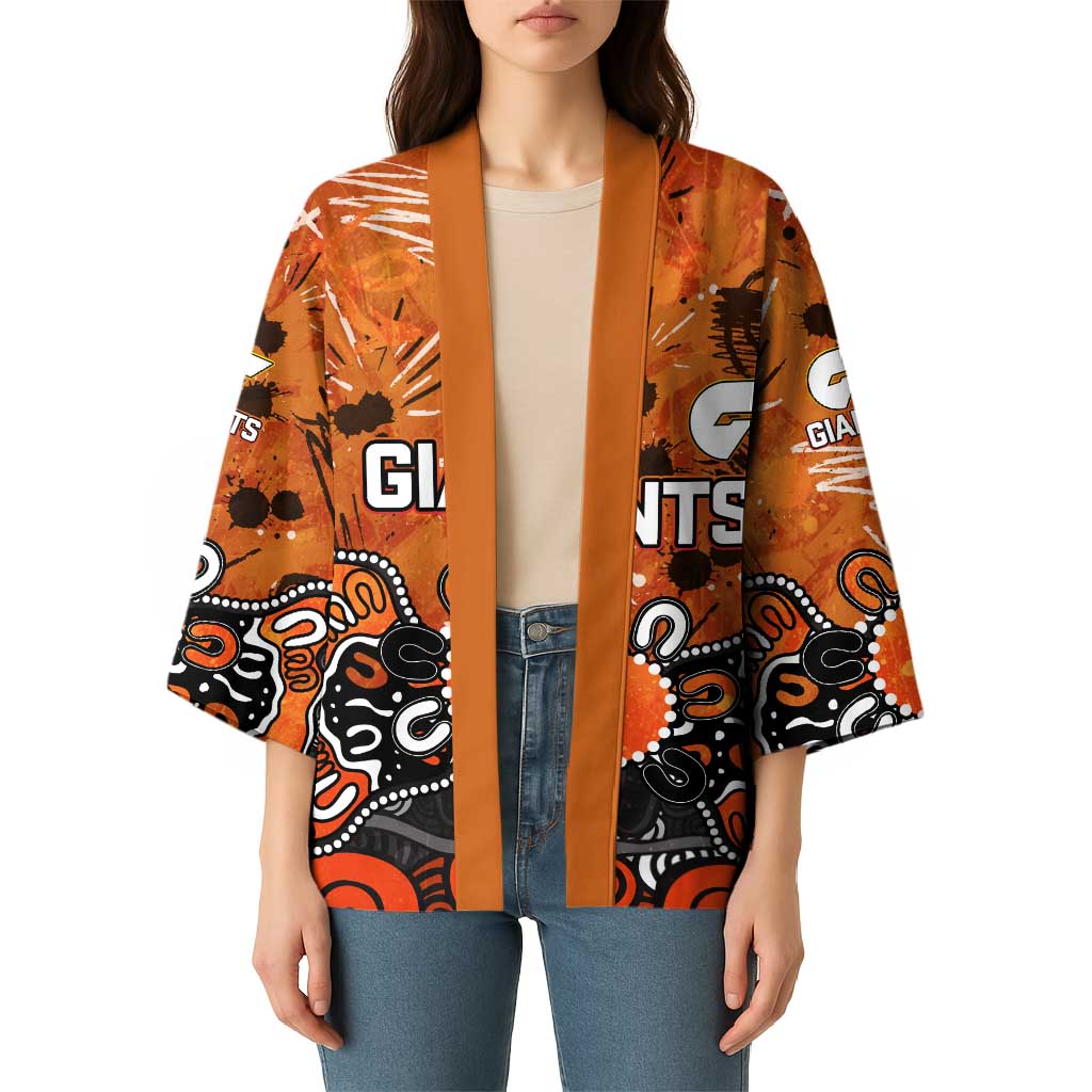 Personalized Greater Western Sydney Giants Kimono Aboriginal Dot Painting Graffiti Style