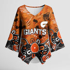 Personalized Greater Western Sydney Giants Kimono Sleeve Blouse Aboriginal Dot Painting Graffiti Style