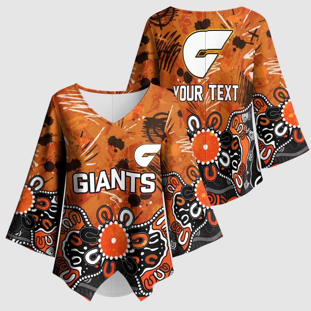 Personalized Greater Western Sydney Giants Kimono Sleeve Blouse Aboriginal Dot Painting Graffiti Style