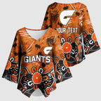 Personalized Greater Western Sydney Giants Kimono Sleeve Blouse Aboriginal Dot Painting Graffiti Style
